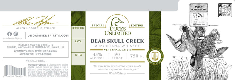 Undammed Bear Skull Creek Montana Whiskey Ducks Unlimited Edition - Main Street Liquor