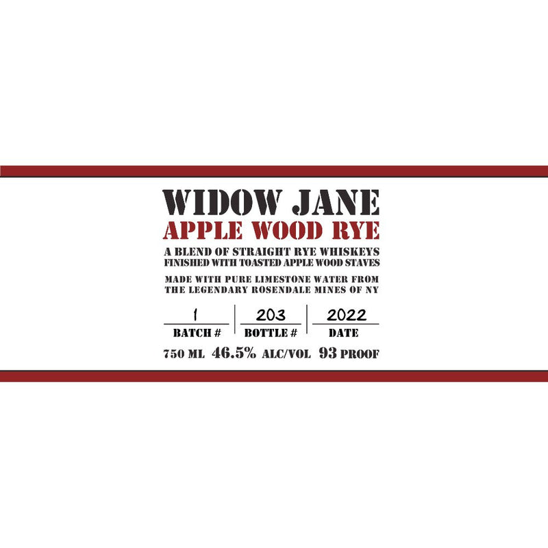 Widow Jane Apple Wood Rye - Main Street Liquor