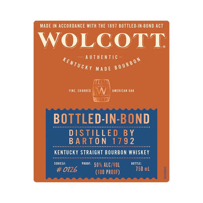 Wolcott Bottled In Bond Bourbon - Main Street Liquor