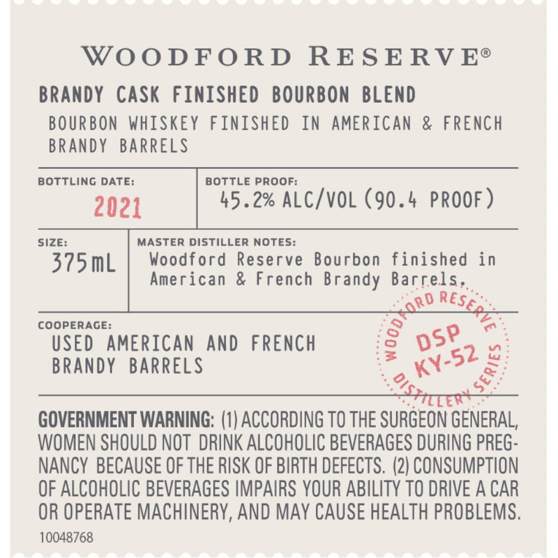 Woodford Reserve Brandy Cask Finished Bourbon - Main Street Liquor