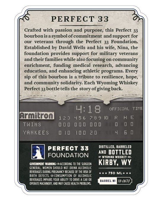 Wyoming Whiskey Perfect 33 Edition By David Wells (Wyoming Exclusive) - Main Street Liquor